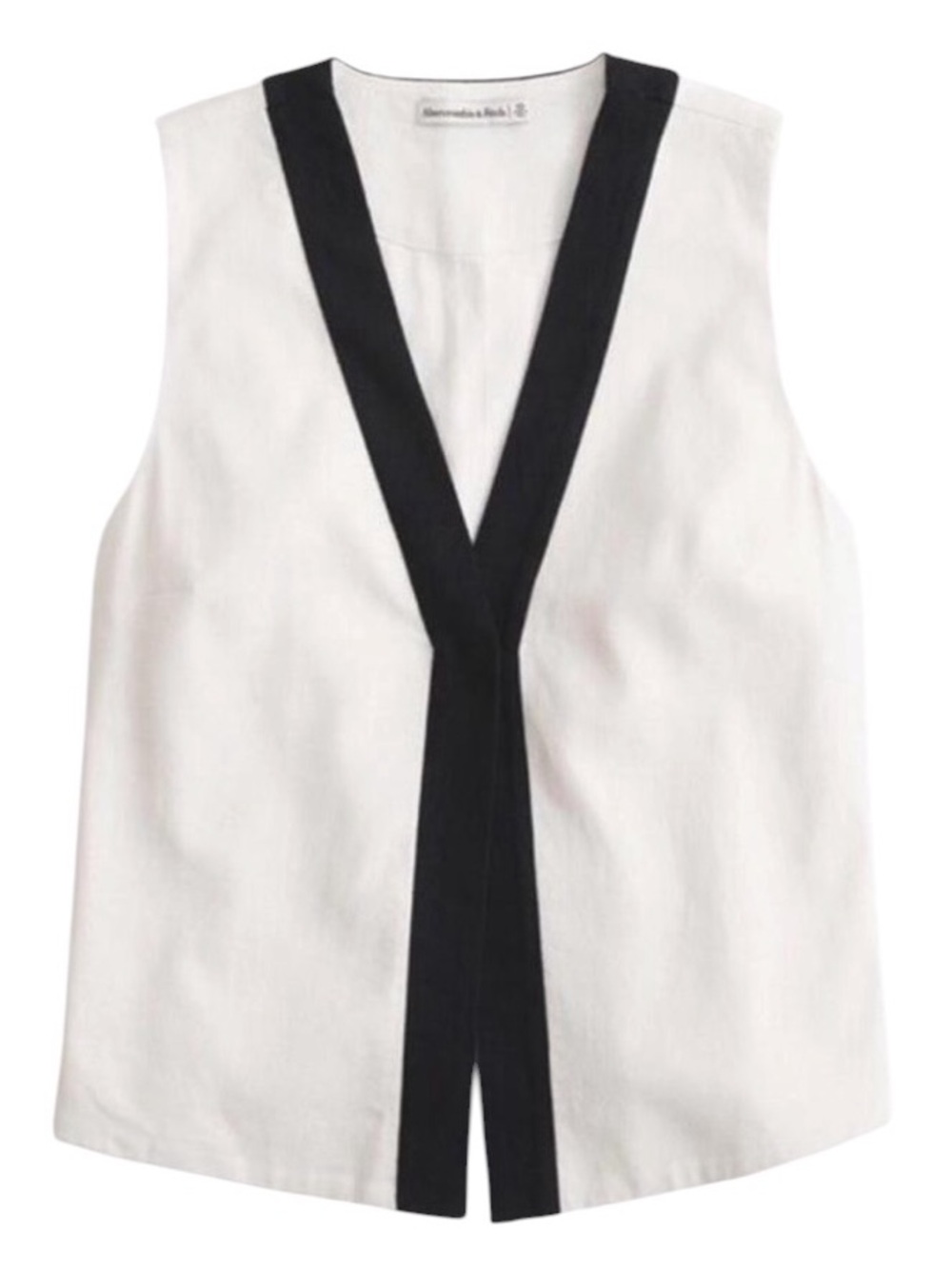 Abercrombie & Fitch Linen Cotton Vest Ivory Black Tailored Size Medium